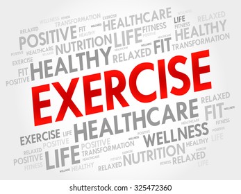 EXERCISE word cloud, fitness, sport, health concept