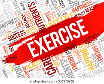 Exercise Word Cloud Fitness Sport Health Stock Vector (Royalty Free ...