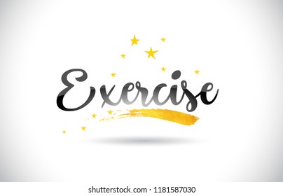 Exercise Word Text with Golden Stars Trail and Handwritten Curved Font Vector Illustration.