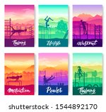 Exercise workout outdoors with your own body concept. Exercises with own weight brochure cards set. Template of flyer, magazines, poster, books, banners. Fitness program cover layout modern page
