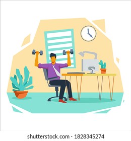 Ejercicio en el concepto de ilustración en el lugar de trabajo