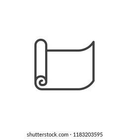 Exercise yoga mat outline icon. linear style sign for mobile concept and web design. Fitness carpet simple line vector icon. Symbol, logo illustration. Pixel perfect vector graphics