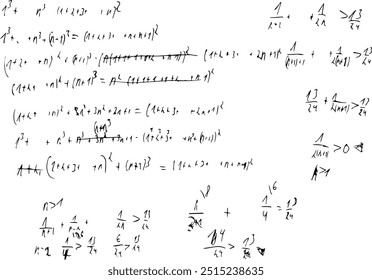 Exercícios e atribuições em álgebra. Diferentes equações matemáticas.	
