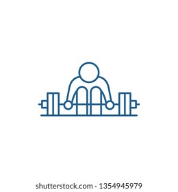 Exercises with a barbell line icon concept. Exercises with a barbell flat  vector symbol, sign, outline illustration.