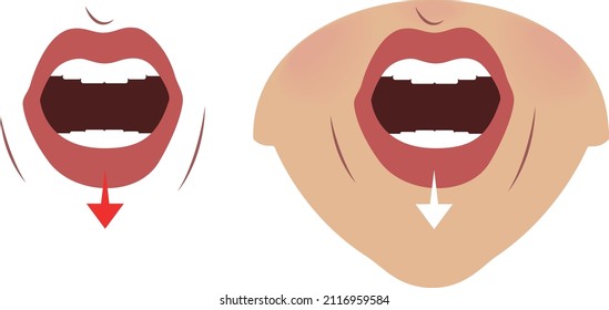 Exercises for the expression muscles around the lips and mouth. Relaxation and workout of muscles. Vector Illustration