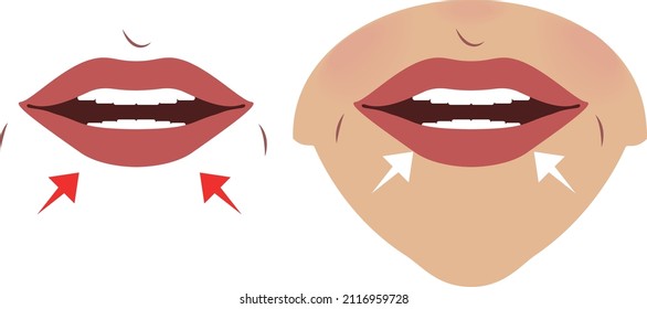 Ejercicios para la expresión de músculos alrededor de los labios y la boca. Relajación y ejercicio muscular. Ilustración vectorial