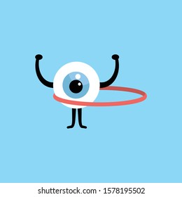Exercises for eye circular motions, eye twirl hoop, vector flat style