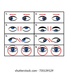 Exercises for eyes. Vector illustration.