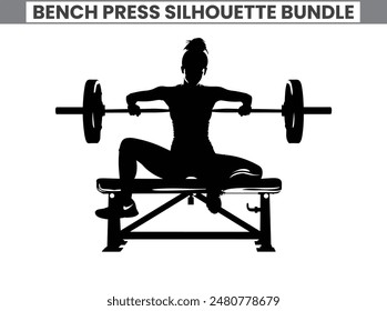 Exercises in gym on fitness Bench Press Silhouette Bundle - men's Workout Training Set - Fitness Equipment