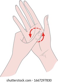Exercises for the hands against inflammation of the joints and arthritis. Two female hands connected by fingers. Vector illustration