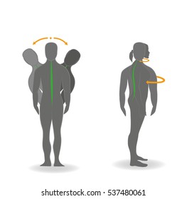 exercises for the head and neck. vector illustration.