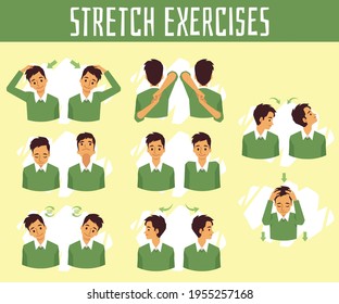 Exercises For Health And Stretch Of Neck For Relief Pain At Office Syndrome.