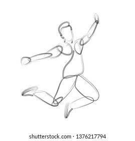 Exercises with jumping Line art design, Vector Illustration.