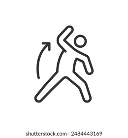 Exercises, in line design. Exercise, workout, fitness, physical activity, training, gym, exercise icon on white background vector. Exercises editable stroke icon.