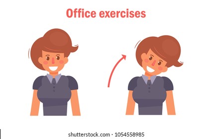 Exercises for office. Vector. Cartoon. Isolated art on white background. Flat