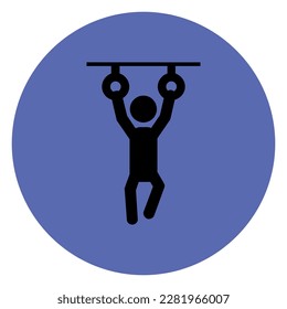 Exercises on gymnastic rings on a white background
