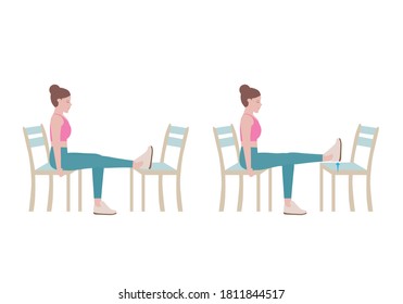 Exercises that can be done at-home using a sturdy chair.
Use two chairs. While seated, extend your leg so that it rests on the other chair. Slowly raise the leg. with Horizontal Straight-Leg Raise.