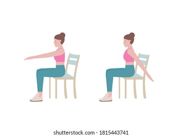 Exercises that can be done at-home using a sturdy chair.
Extend both arms forward at shoulder level, then promptly swing the arms down. Continue swinging back and forth for 10 minutes. with Arm swing 