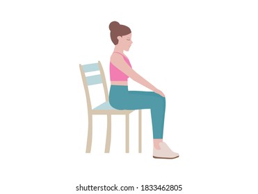 Exercises that can be done using a sturdy chair.
Without moving your upper body, circle your hips clockwise. then counterclockwise to relax the hip muscles.  with Circles posture. Cartoon style.