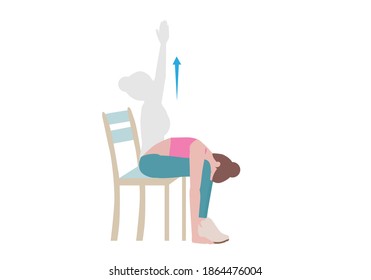 Exercises that can be done using a sturdy chair.
Breathe in and lift your arms up, pressing your palms overhead. On an exhale, float the arms back down to your sides. with Sun Salutation Arms posture.