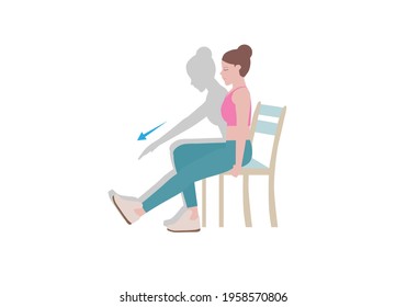 Exercises That Can Be Done At-home Using A Sturdy Chair.
Extending The Right Leg Out. The Heel On The Floor, Toes Pointed Up And Knee As Straight As You Can. With Hamstring Stretch Posture. 