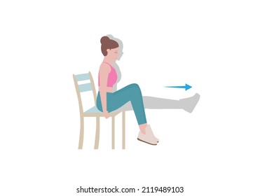 Exercises That Can Be Done At-home Using A Sturdy Chair.
Pull Your Knees In To One Side Of Your Chest. Push Them Out Again And Pull Them In To The Other Side. With Crunch Kicks Posture. Cartoon Style.