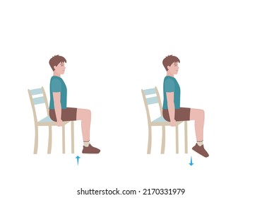 Exercises that can be done at-home using a sturdy chair.
Keep both legs at a 90-degree angle. Extend the heels of pushing the toes on the ground and lifting the heels of pushing. 