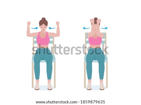 Exercises that can be done at-home using a sturdy chair.
Arms parallel to the floor and your lower arms  Engage your chest and arm muscles and press your forearms together.  with Chest Squeezes.