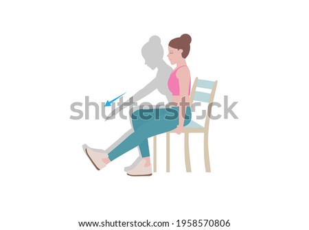 Exercises that can be done at-home using a sturdy chair.
Extending the right leg out. The heel on the floor, toes pointed up and knee as straight as you can. with Hamstring Stretch posture. 