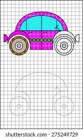 Exercises for young children on a square paper. Developing skills for writing and drawing. Vector image.