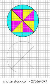 Exercises for young children on a square paper. Developing skills for writing and drawing. Vector image.
