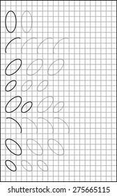 Exercises for young children on a square paper. Developing skills for writing and drawing. Vector image.