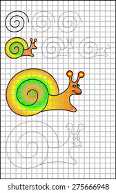Exercises for young children on a square paper. Developing skills for writing and drawing. Vector image.
