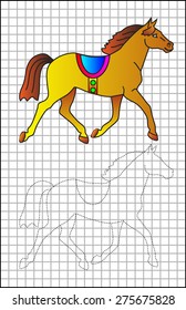 Exercises for young children on a square paper. Developing skills for writing and drawing. Vector image.
