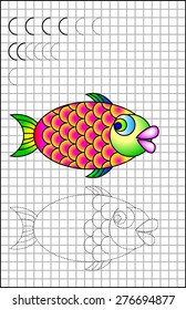 Exercises for young children on a square paper. Developing skills for writing and drawing. Vector image.