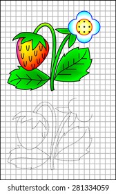 Exercises for young children on a square paper. Developing skills for writing and drawing. Vector image.