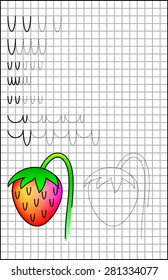 Exercises for young children on a square paper. Developing skills for writing and drawing. Vector image.