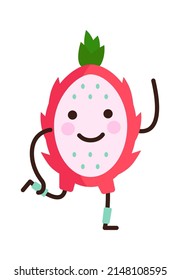 Exercising cartoon dragon fruit. Vector illustration