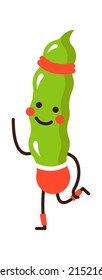 Ejerciendo la caricatura de pimienta. Icono de verduras. Alimentos saludables. Ilustración del vector