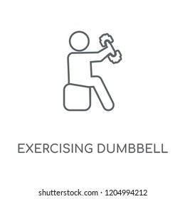 Exercising Dumbbell linear icon. Exercising Dumbbell concept stroke symbol design. Thin graphic elements vector illustration, outline pattern on a white background, eps 10.