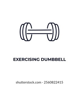 exercising dumbbell outline icon. Linear vector from gym concept. Thin line exercising dumbbell icon isolated on white background
