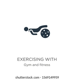 Exercising with gymnastic ball icon vector. Trendy flat exercising with gymnastic ball icon from gym and fitness collection isolated on white background. Vector illustration can be used for web and 