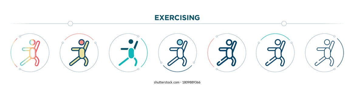 exercising icon designed in gradient, filled, two color, thin line and outline style. vector illustration of exercising vector icons. can be used for mobile, ui, web
