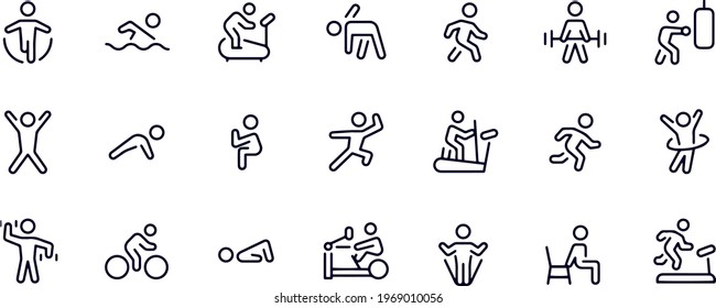 Diseño vectorial de contorno de iconos de ejercicio 