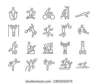 Exercising Icons - Vector Line. Editable Stroke.