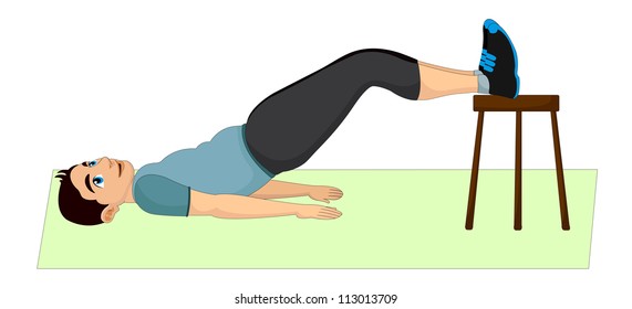 Exercising, man doing lifting, vector illustration