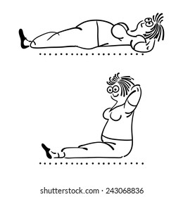Exercising old woman  morning exercises  vector illustration  Pilates poses set