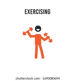 Exercising vector icon on white background. Red and black colored Exercising icon. Simple element illustration sign symbol EPS
