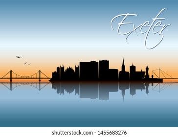 Exeter skyline - England, United Kingdom, UK, Great Britain - vector illustration