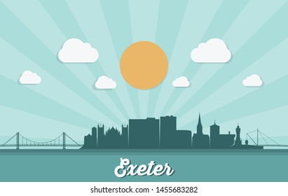 Exeter skyline - England, United Kingdom, UK, Great Britain - vector illustration